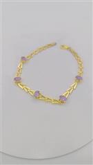Amethyst Gold-Stone Bracelet 14K Yellow Gold 5.05g